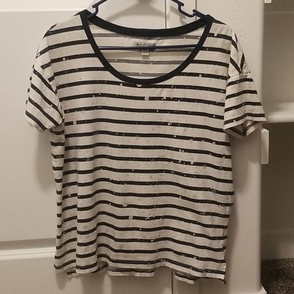 Striped T-Shirt with Splatter Detail